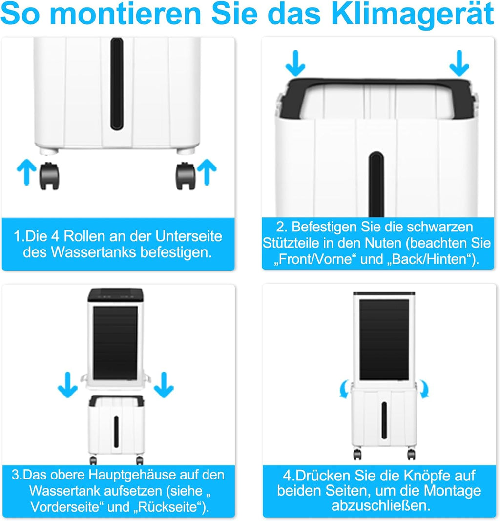 Climatizador Evaporativo sin Tubo con Depósito de 14 L, 60 W, Mando, Temporizador 12 h