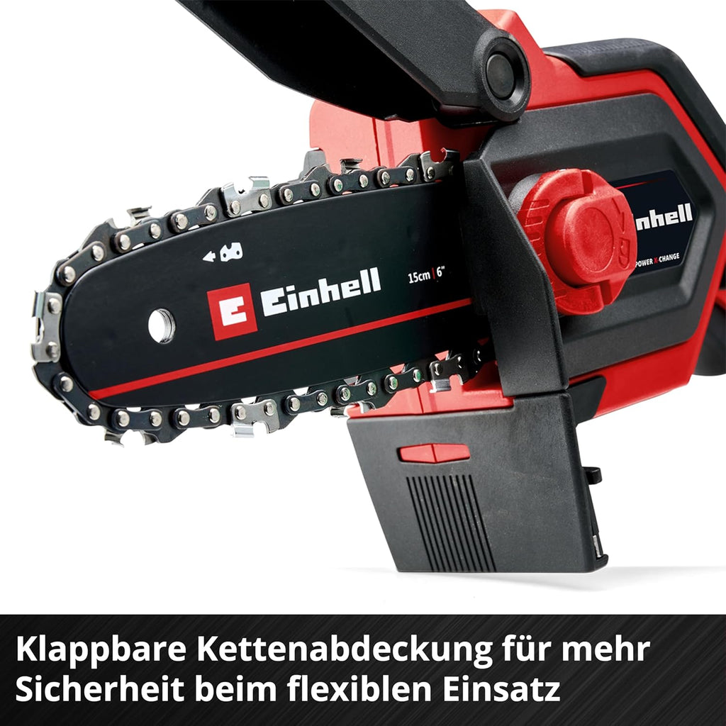 Einhell GE-PS 18/15 Li Minimotosierra de Poda a Batería 18 V Brushless, 12,5 cm, con Batería 2,5 Ah