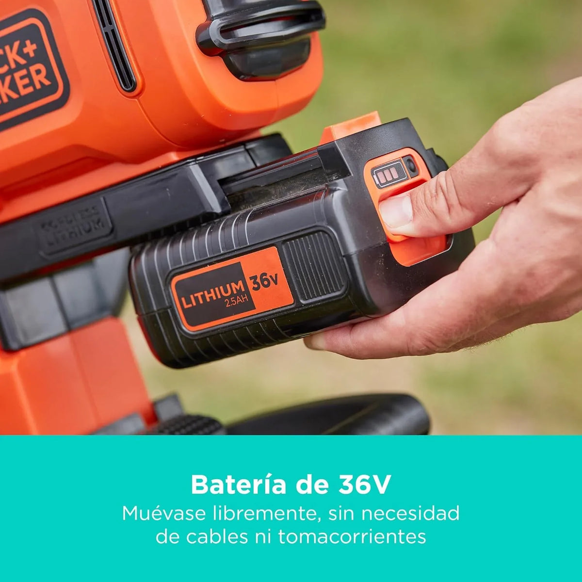 BLACK+DECKER BCBLV3625L1-QW Soplador, Aspirador y Triturador de Hojas 36 V con Batería 2,5 Ah y Bolsa 45 L
