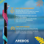 Arebos Ducha Solar 35 L de 216 cm con Termómetro y Lavapiés, Negra