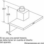 Bosch DWB96BC50 Campana Extractora Decorativa de Pared 90 cm Serie 2, 619 m³/h, LED, Acero Inoxidable