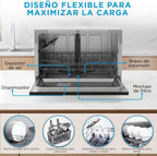 Midea Lavavajillas Compacto de Encimera 55 cm, 6 Servicios, 7 Programas, sin Instalación, Blanco
