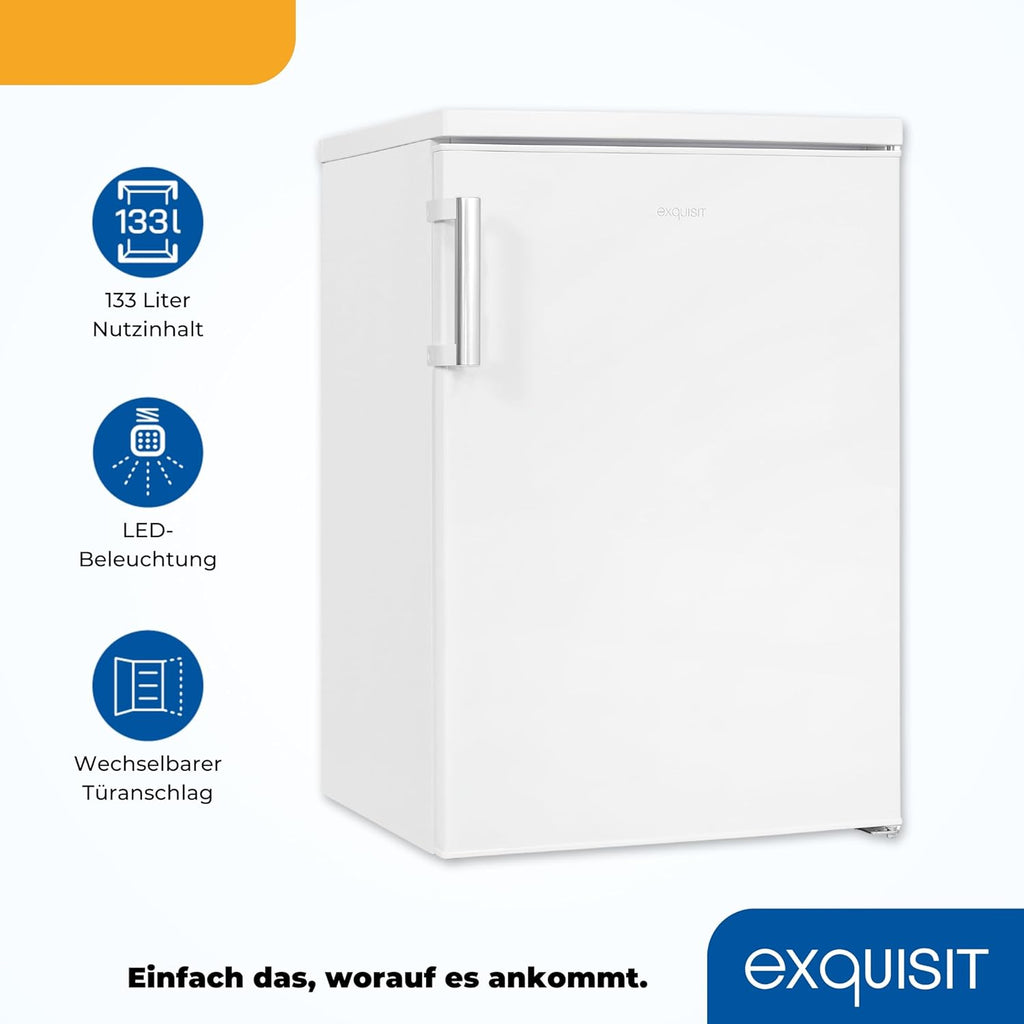 Exquisit KS516-V-H-010D Frigorífico sin Congelador 133 L, Silencioso 39 dB, Blanco
