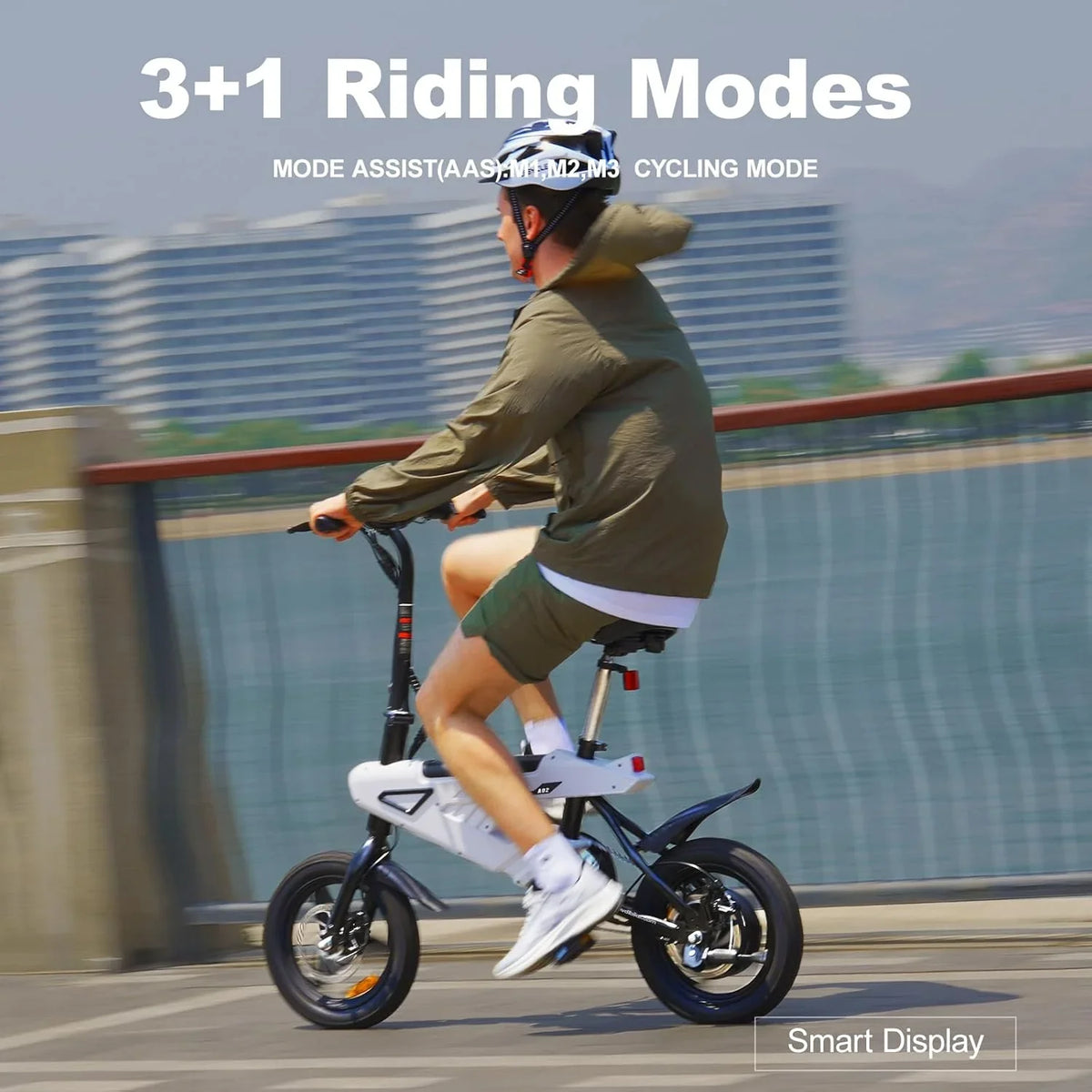 Bicicleta Eléctrica Plegable 14" Motor 250 W, Batería 36 V 6,4 Ah, Pantalla LCD