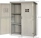 Outsunny Armario de Jardín de Madera Maciza 127,5 x 50 x 164 cm con Doble Puerta y Techo Impermeable