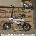 Bicicleta Eléctrica Plegable 14" Motor 250 W, Batería 36 V 6,4 Ah, Pantalla LCD