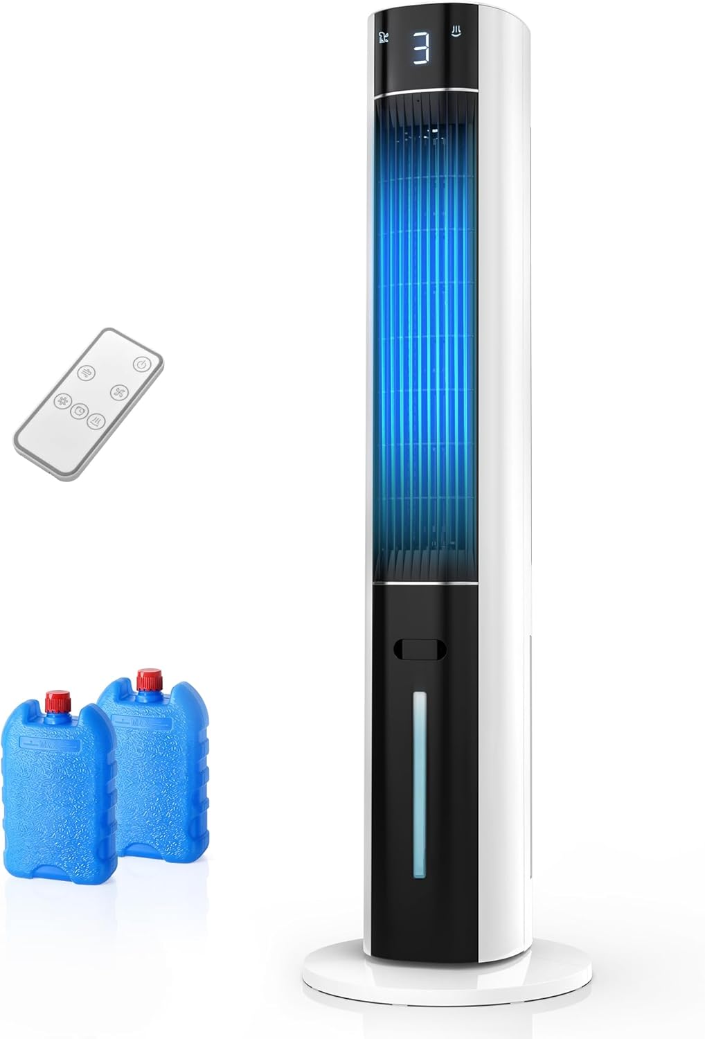 Ventilador de Torre Climatizador Evaporativo con Agua, Mando, 3 Modos y Temporizador 12 h