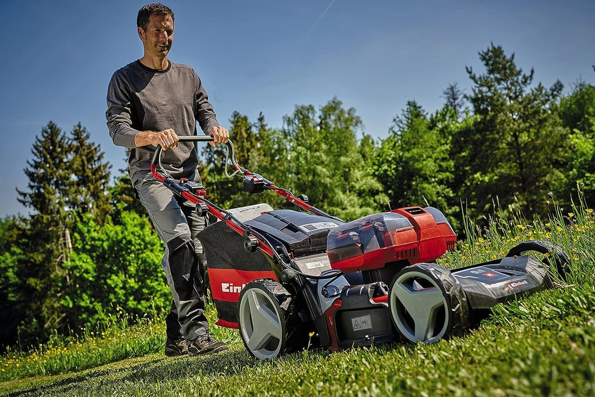 Einhell GE-CM 36/47 S HW Li Cortacésped a Batería 36 V 47 cm con Tracción, 4 Baterías 4 Ah
