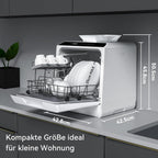Hermitlux Mini Lavavajillas de Sobremesa para 4 Cubiertos con Depósito de 5 L, Blanco