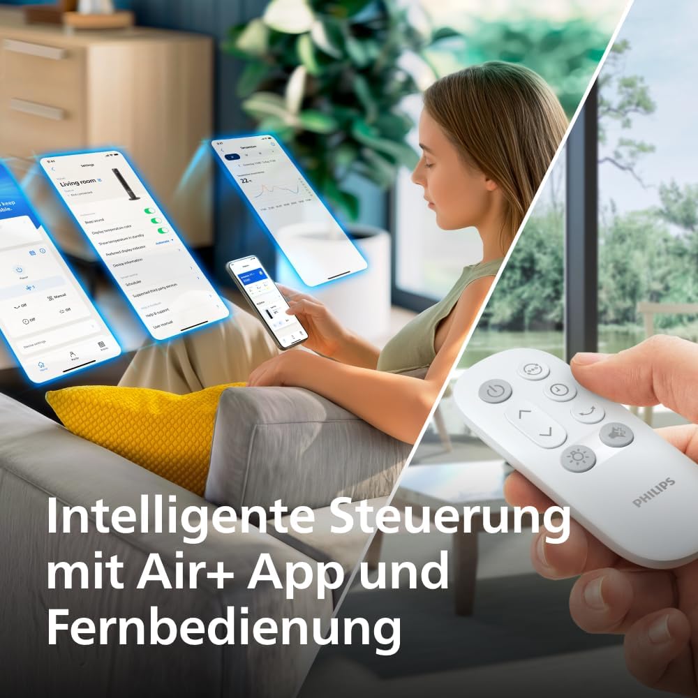 Philips Serie 7000 CX7550/00 Ventilador de Torre Inteligente 22 dB, WiFi y App