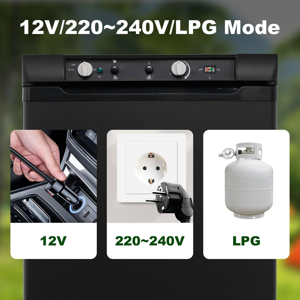 Smeta Frigorífico de Gas Trivalente 100 L con Congelador para Autocaravana, 12 V / 220 V, Negro