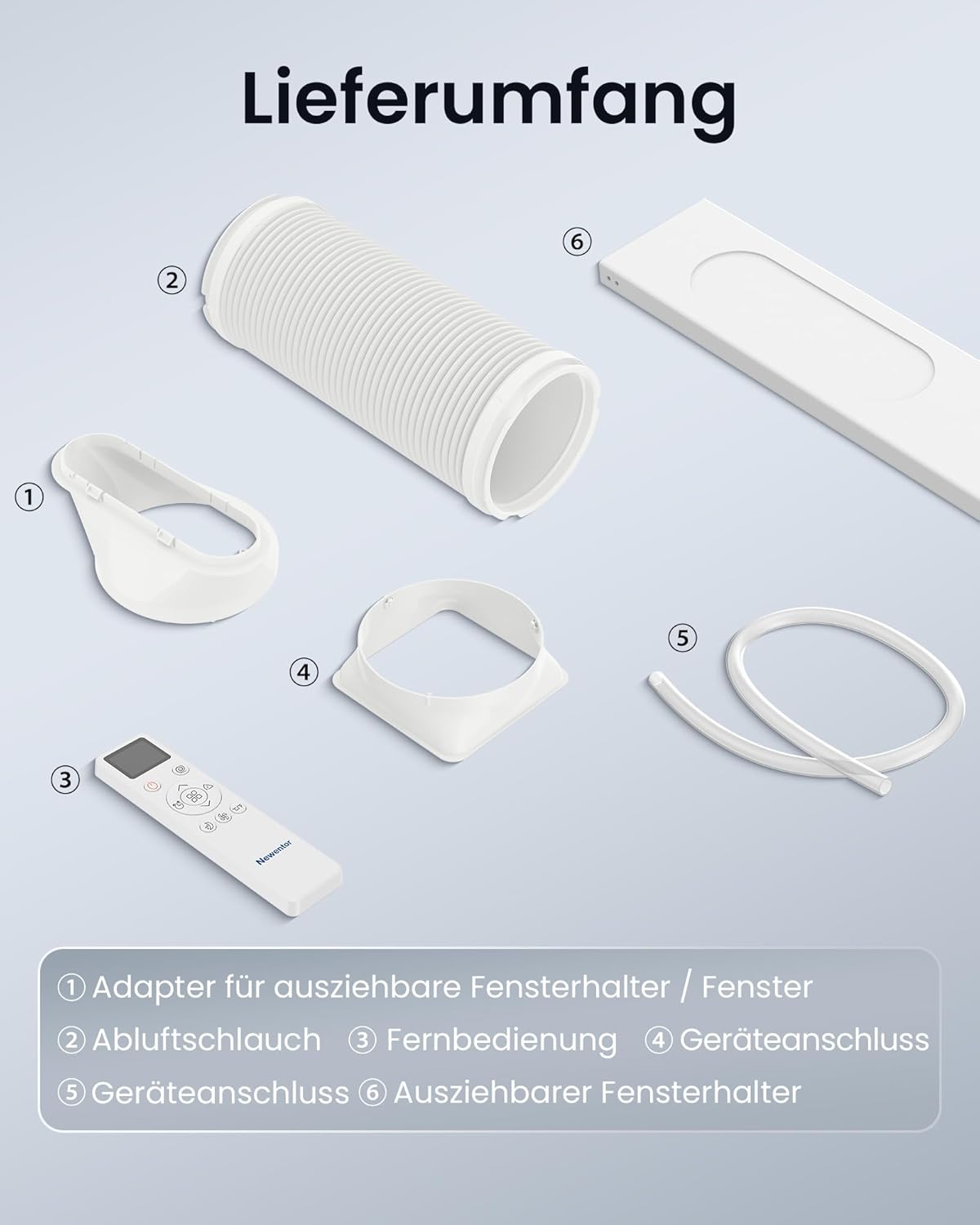 Newentor Aire Acondicionado Portátil 14000 BTU hasta 50 m² con Compresor TCL y Mando