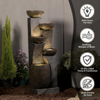 Bumilgar Fuente de Jardín Grande con Cascada de 5 Niveles y Luz LED, 134 cm