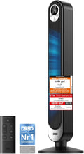 DREO Ventilador de Torre Silencioso Motor DC, 9 Velocidades, 4 Modos, Oscilación 90°, Mando