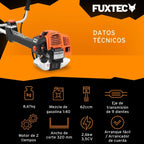 FUXTEC PS162 Desbrozadora de Gasolina 62 cc 3,5 CV 2 en 1 con Arnés y Antivibración