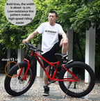 Bicicleta de Montaña Fat Tire 26" 21 Velocidades, Doble Suspensión y Doble Freno de Disco, Roja
