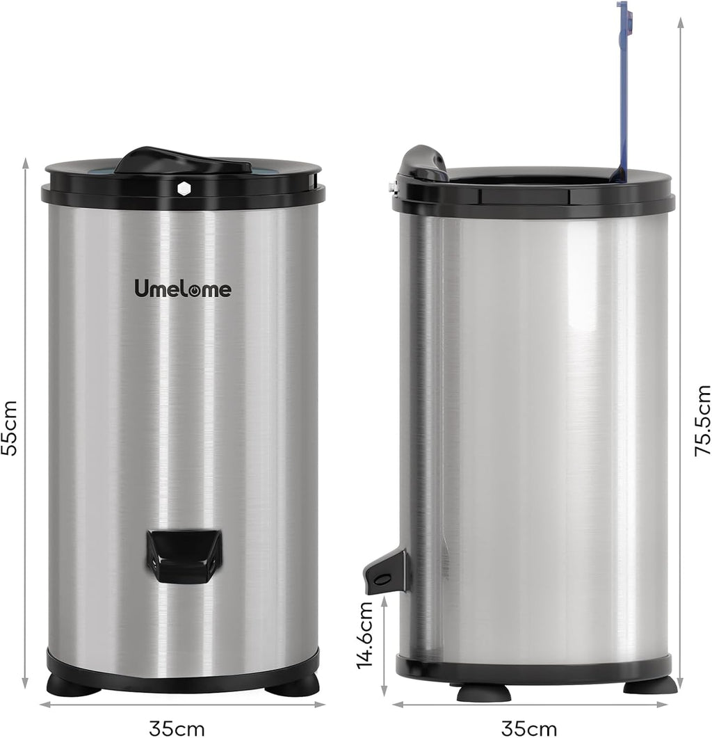 Umelome Centrifugadora de Ropa 4 kg a 3200 rpm, Acero Inoxidable, Plata