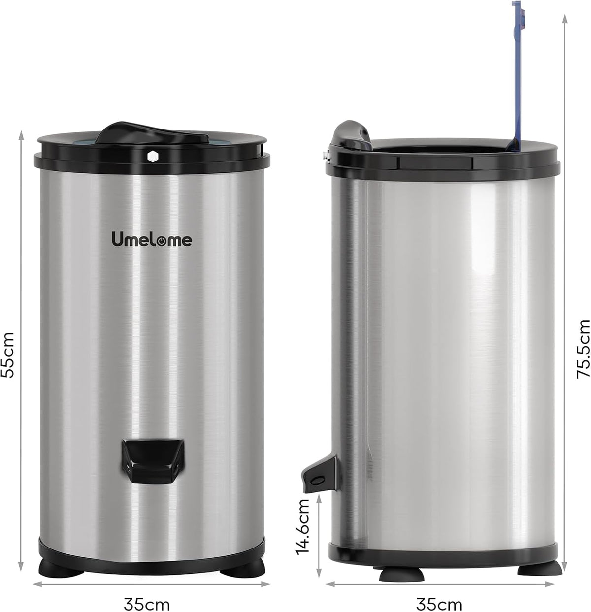 Umelome Centrifugadora de Ropa 4 kg a 3200 rpm, Acero Inoxidable, Plata