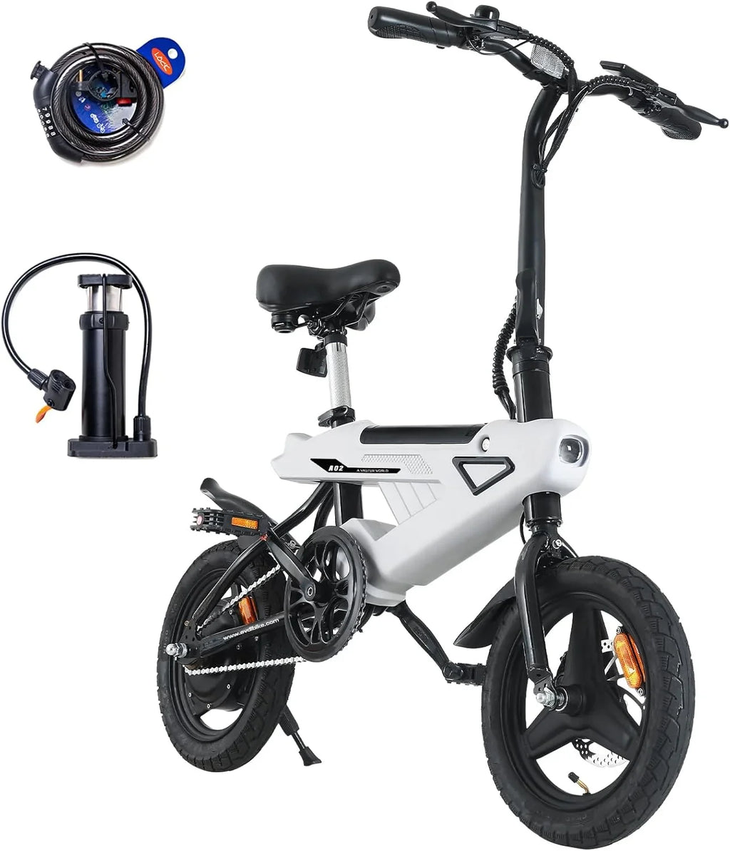 Bicicleta Eléctrica Plegable 14" Motor 250 W, Batería 36 V 6,4 Ah, Pantalla LCD