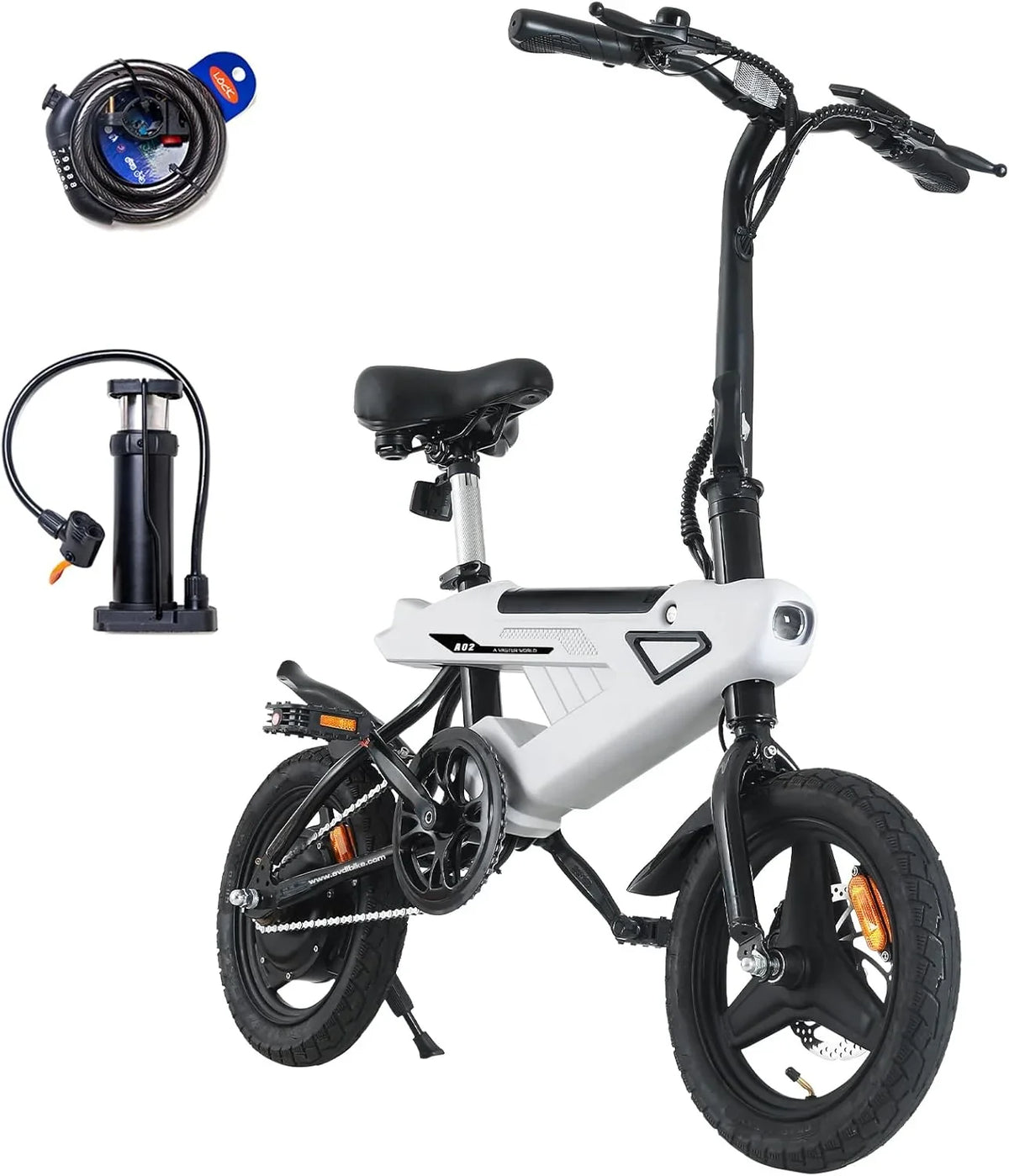 Bicicleta Eléctrica Plegable 14" Motor 250 W, Batería 36 V 6,4 Ah, Pantalla LCD