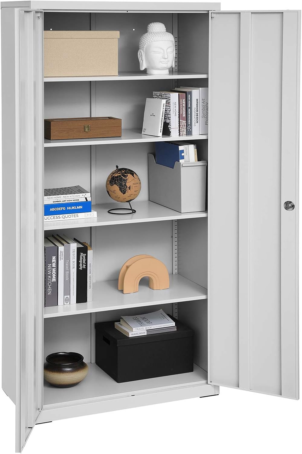 SONGMICS OMC015G01 Armario Metálico con Cerradura 5 Niveles 40 x 80 x 180 cm, Gris