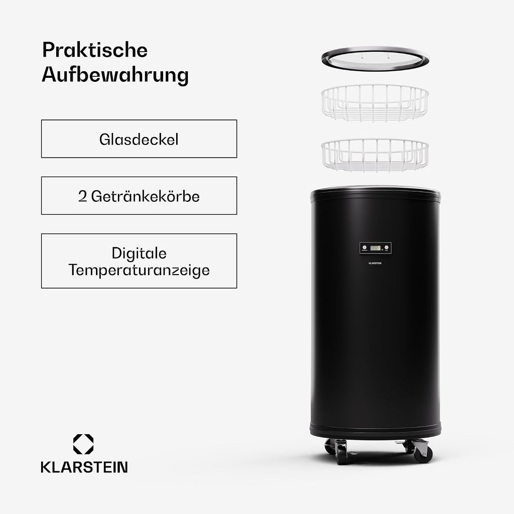 Klarstein Beersafe L Nevera para Bebidas 75 L de Acero Inoxidable con Pantalla LED, 0-16 °C