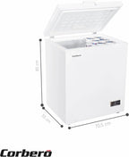 Corberó CCHH15024E Arcón Congelador 142 L con Display, Luz LED, Sistema Dual y Ruedas, Blanco