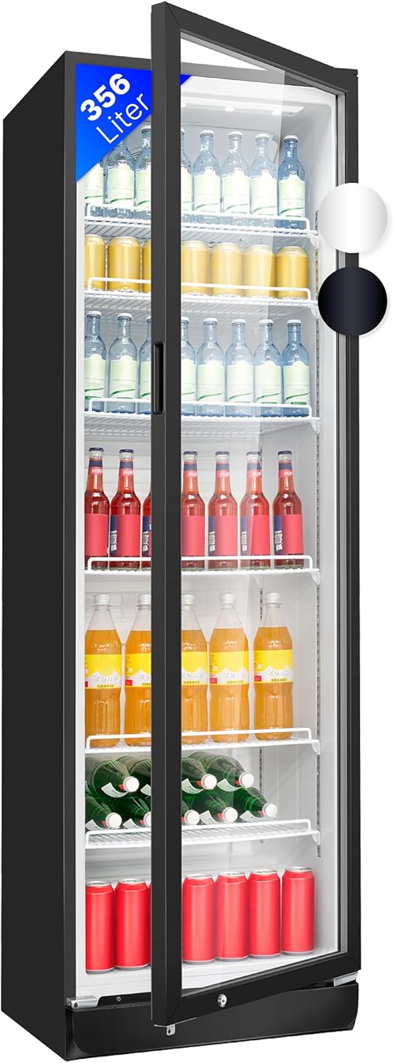 Bomann KSG 7351 Nevera Expositora con Puerta de Cristal 347 L, Luz LED y Cerradura, Negra