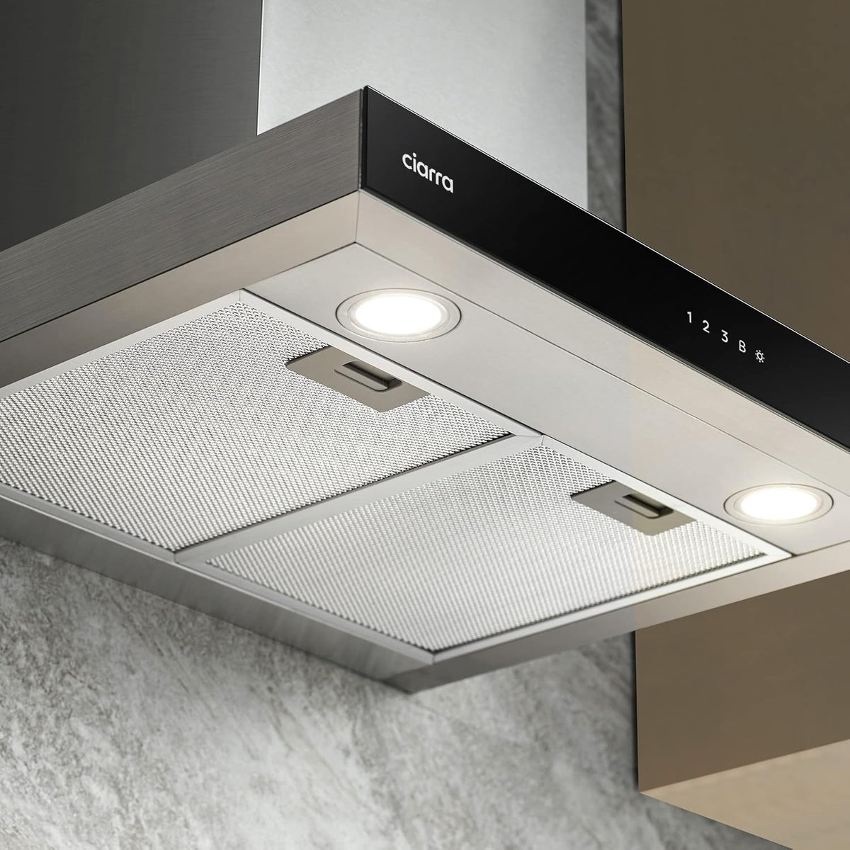 CIARRA CBCS6102 Campana Extractora 60 cm 650 m³/h, Control Táctil y WiFi, 4 Velocidades, Inox