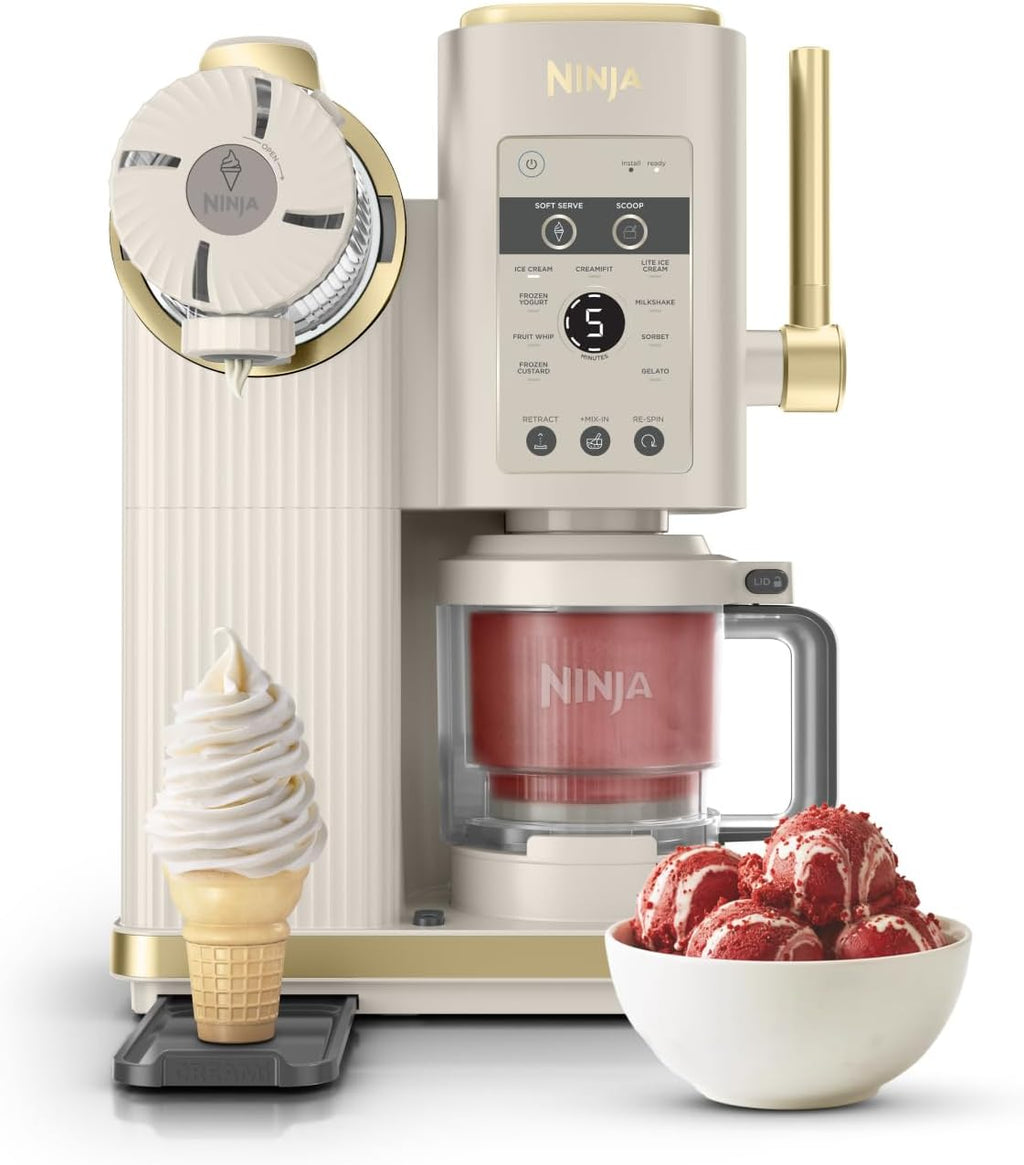 Ninja CREAMi Scoop & Swirl NC701EU Heladera 13 Programas con 2 Recipientes, Stone Gold
