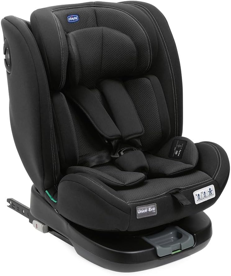 Chicco Unico Evo i-Size Classic Silla de Coche Isofix Giratoria 360° de 40 a 150 cm (0-12 Años), Negra