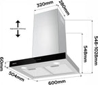 CIARRA CBCS6102 Campana Extractora 60 cm 650 m³/h, Control Táctil y WiFi, 4 Velocidades, Inox