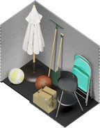 Wasabi Unit 1.4 Caseta de Jardín de Resina 1,37 m² con Suelo y Ventana, Gris y Blanco