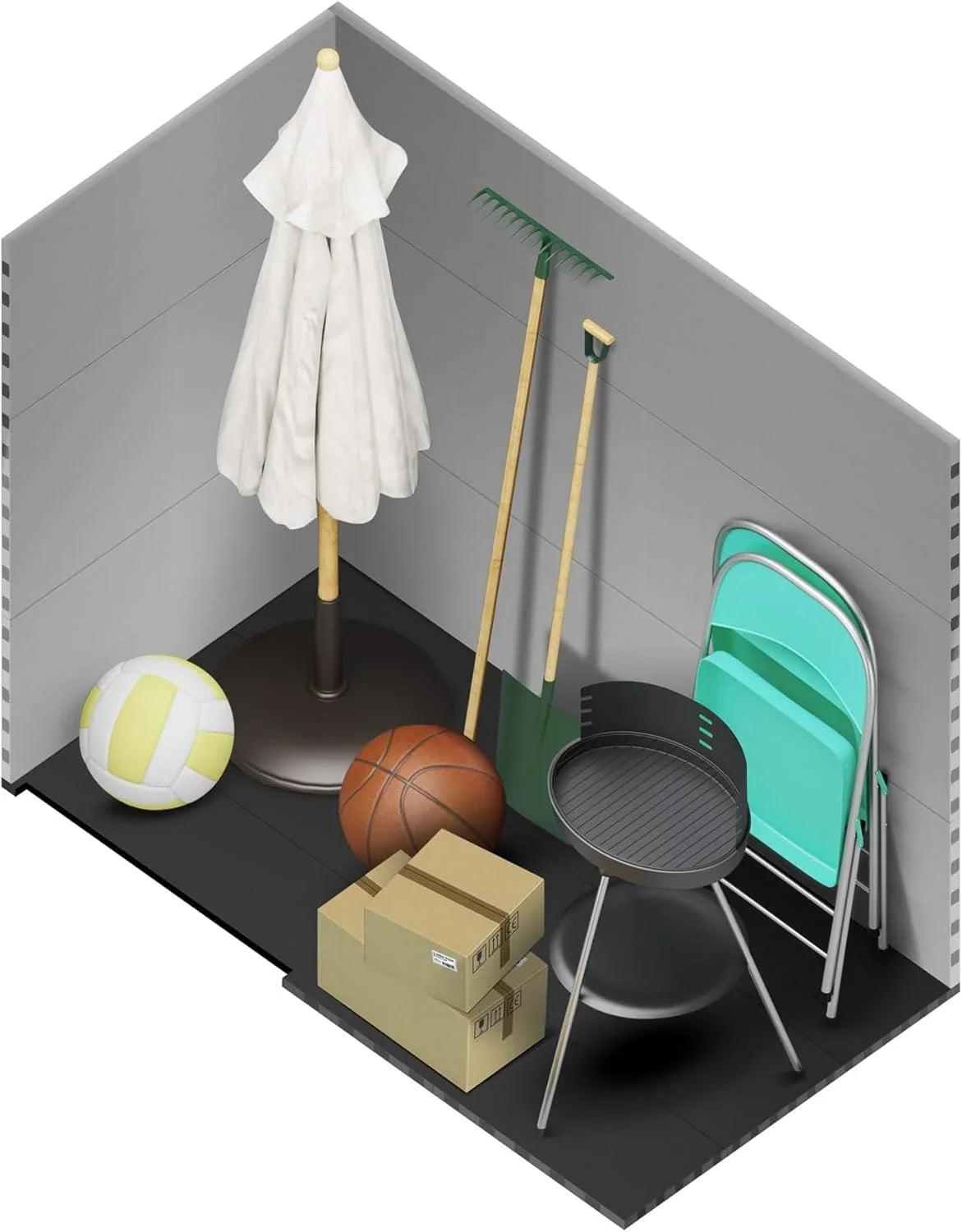 Wasabi Unit 1.4 Caseta de Jardín de Resina 1,37 m² con Suelo y Ventana, Gris y Blanco