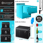 KESSER Nevera Portátil de Compresor Doble Zona hasta -20 °C con Pantalla Táctil, 12/24 V y 230 V