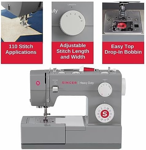 Singer Heavy Duty 4432 Máquina de Coser Mecánica 32 Puntadas, Motor Potente y Enhebrador Automático
