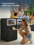 FOHERE Mini Frigorífico 90 L con Congelador de 26 L, 2 Puertas, Silencioso 43 dB