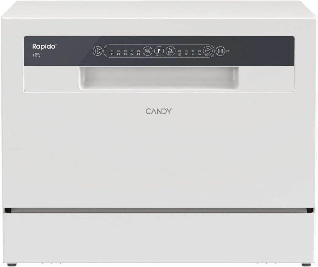 Candy CP 6E51LW Lavavajillas Compacto de Encimera 6 Servicios, 5 Programas, 51 dB, Blanco