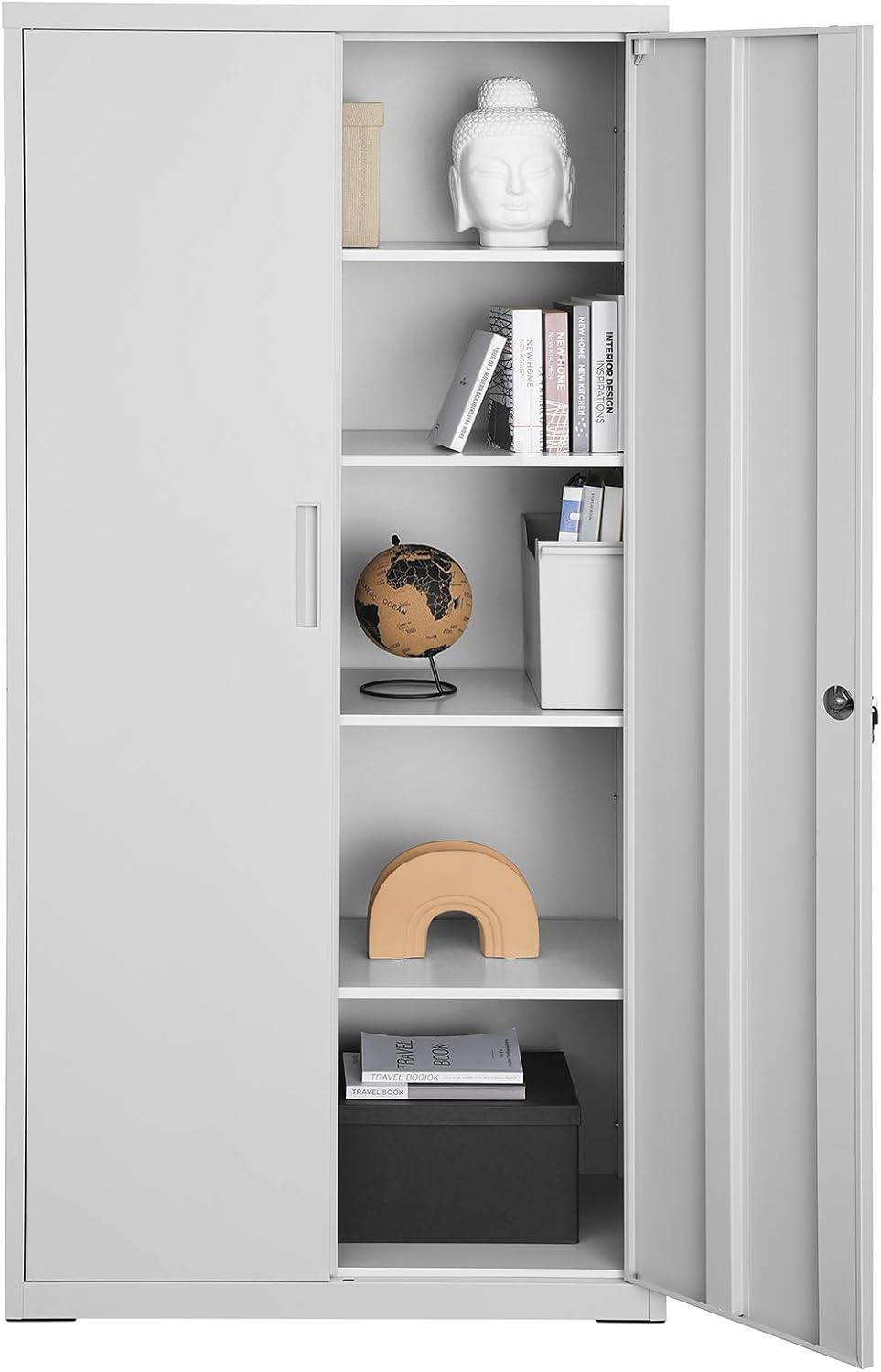 SONGMICS OMC015G01 Armario Metálico con Cerradura 5 Niveles 40 x 80 x 180 cm, Gris