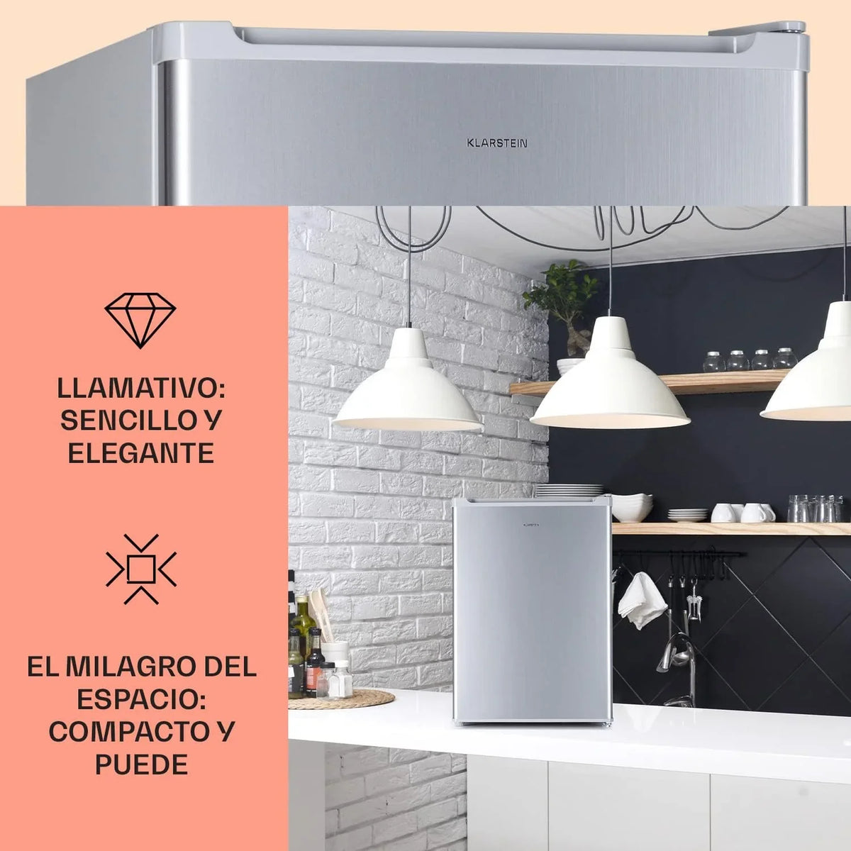 Klarstein Fargo Nevera para Bebidas 67 L con Congelador 4 L, Puerta de Cristal, Diseño Retro