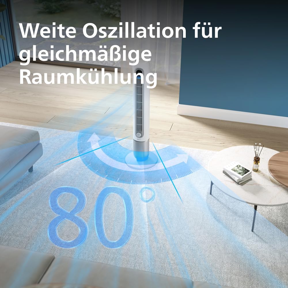 Philips Serie 7000 CX7550/00 Ventilador de Torre Inteligente 22 dB, WiFi y App