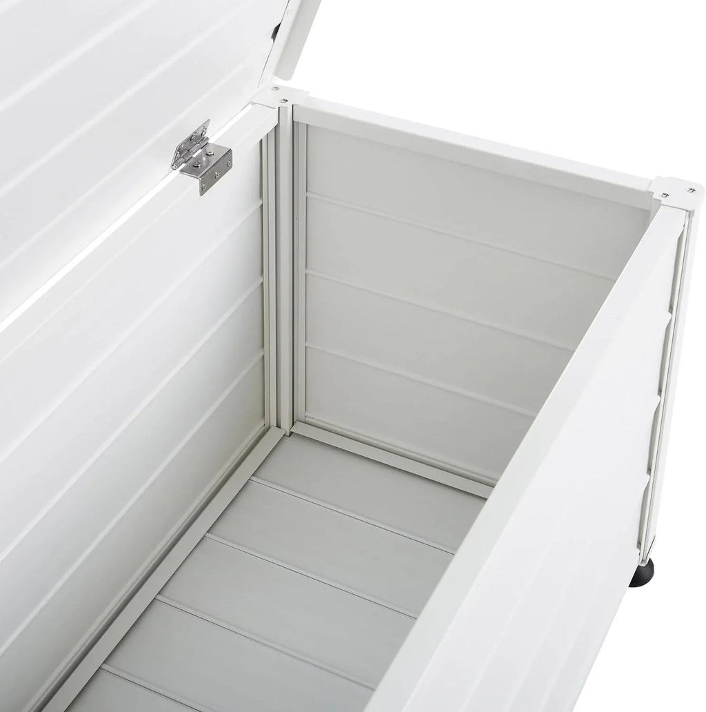 Beliani Campalto Arcón de Exterior de Aluminio Blanco 113 x 50 cm, 190 L