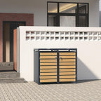 ESTEXO Cubre Contenedores de Acero para 1 Cubo de 240 L con 2 Puertas, Antracita Efecto Madera
