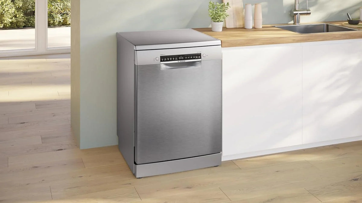 Bosch SMS4EMI06E Lavavajillas 60 cm Serie 4, Home Connect, Motor EcoSilence, Acero