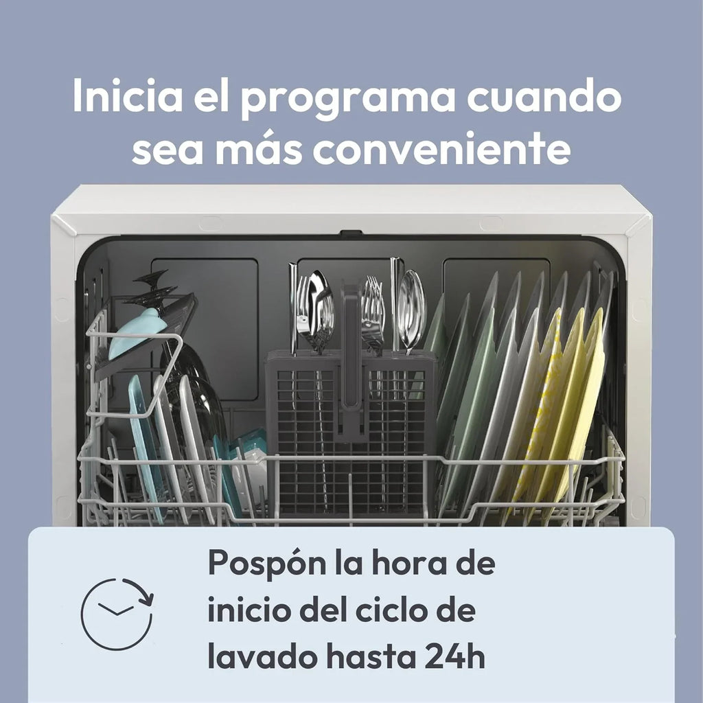 Candy CP 6E51LW Lavavajillas Compacto de Encimera 6 Servicios, 5 Programas, 51 dB, Blanco