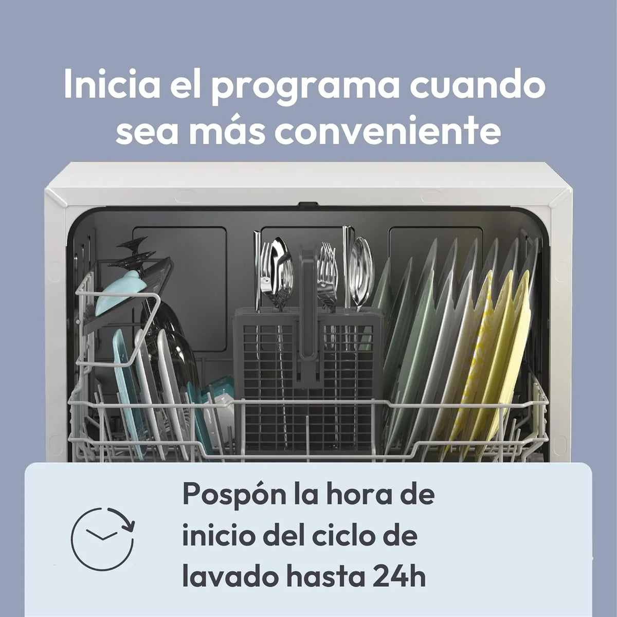Candy CP 6E51LW Lavavajillas Compacto de Encimera 6 Servicios, 5 Programas, 51 dB, Blanco
