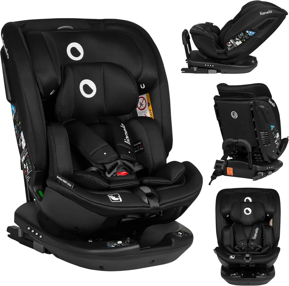 LIONELO Bastiaan RWF i-Size Silla de Coche Giratoria 360° de 40 a 150 cm, Isofix y Top Tether