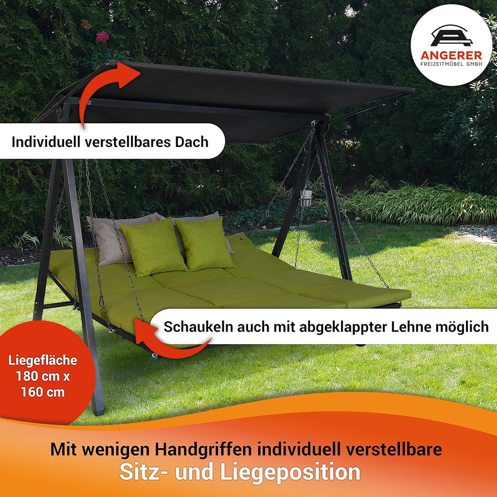 Angerer Lounge Smart Balancín de Jardín con Techo, Convertible en Cama, Gris Ceniza