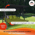 Angerer Lounge Smart Balancín de Jardín con Techo, Convertible en Cama, Gris Ceniza