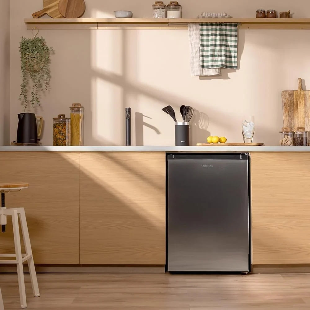 Cecotec Bolero CoolMarket TF 97 Inox Congelador Vertical 97 L, 3 Cajones, Puerta Reversible